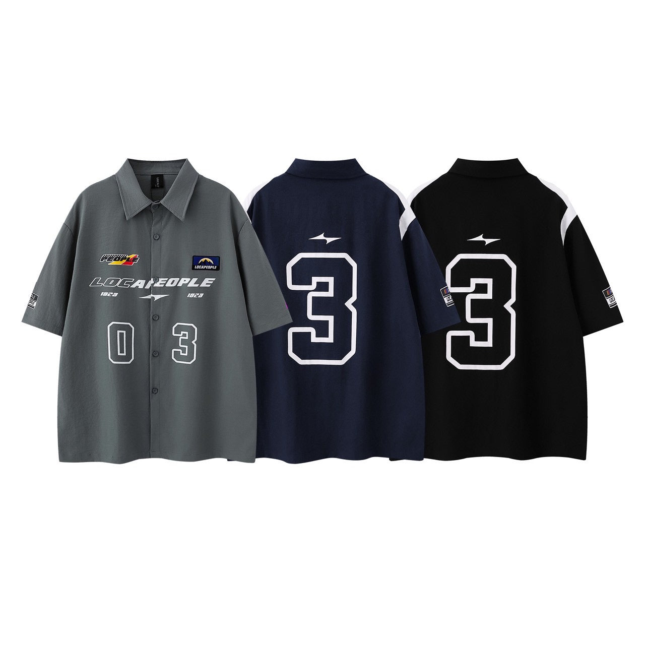 03 拼色Logo寬鬆短袖襯衫