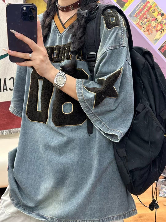 Blue Eighty｜美式復古拼接上衣